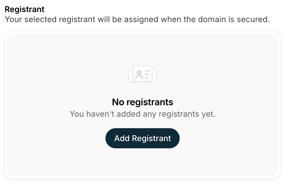 Backorder form prompting to add a registrant